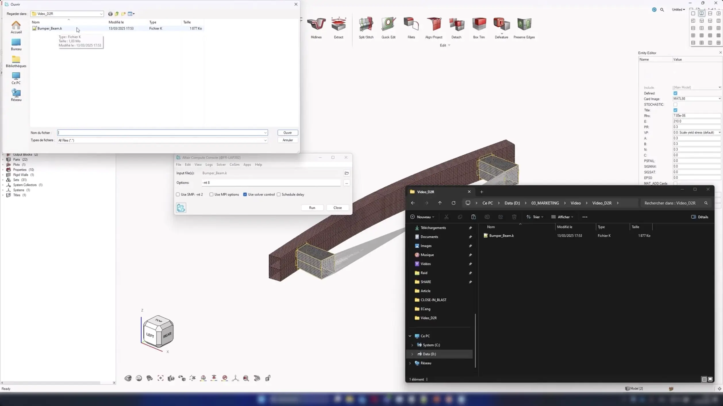 SmartCAE - Altair Hypermesh - Esecuzione diretta di input LS-DYNA